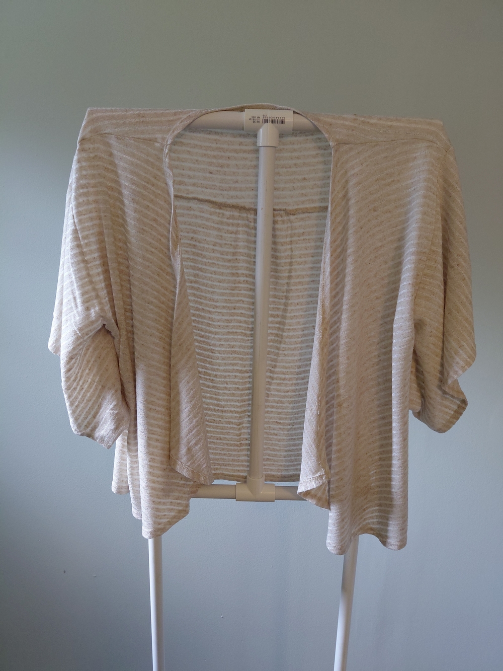 AGB Cream Open-Front Striped Women's Cardigan